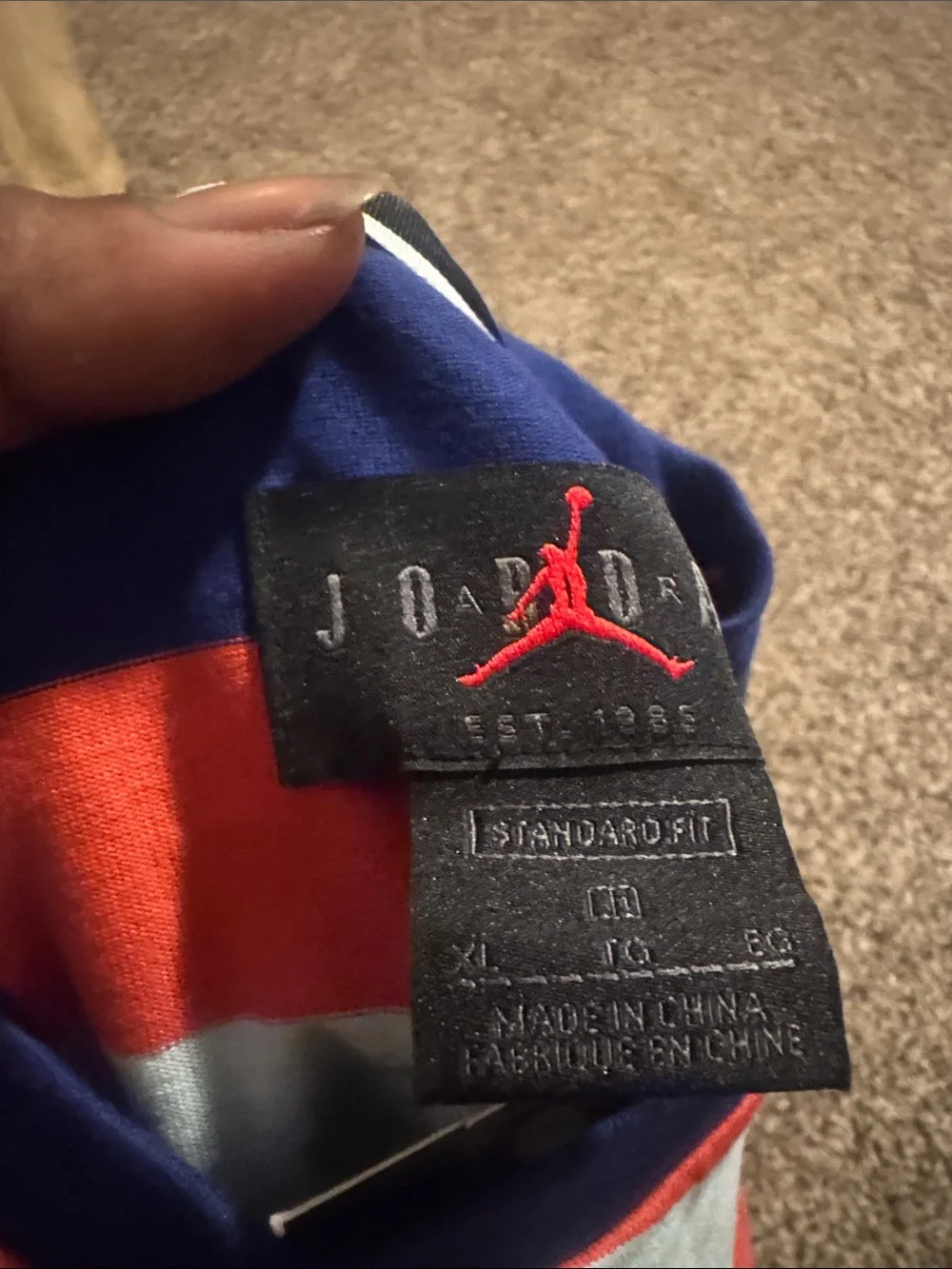 Jordan Red, White & Blue Striped Crew Tee